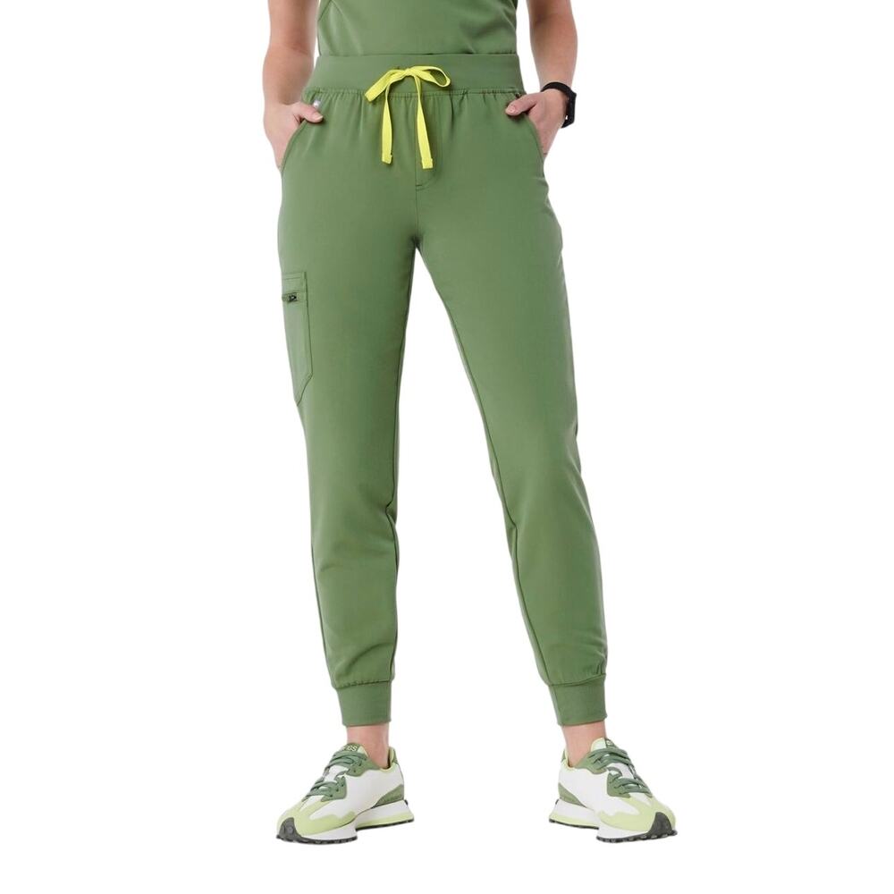 FIGS Zamora High Waisted Jogger Scrub Pant, Fern Green Yellow, Size XL NWT